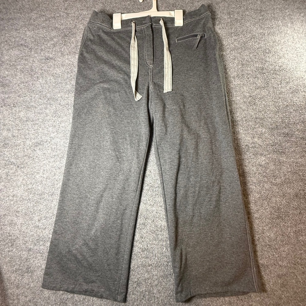 Tangerine Womens XL Heather Gray Wide Leg Lounge Pants Drawstring Zip Pocket